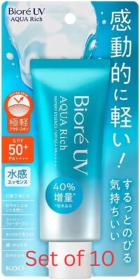 KAO BIORE UV AQUA RICH WATERY ESSENCE, SUNSCREEN 70g SPF50+ PA++++, Set of 10,