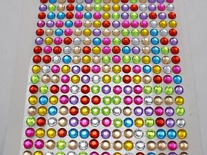 3 Sheets of 200pcs Mixed Color Stripe Self-Adhesive Acrylic Pearls Stickers 6mm