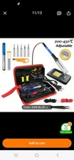 Soldering Iron Kit 60w Adjustable Temperature 15 Piece Set In Zippered Case