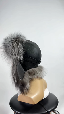 Fox Fur Ushanka Hat Unisex Real Silver Fox Arctic Fox Fur