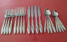 20pc Pfaltzgraff GOLDEN CROSSCREEK Stainless 4 X 5pc Place Settings Korea Swirl