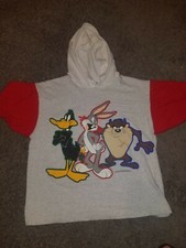 MENS VINTAGE 90'S LIGHTLY WORN 1994 LOONEY TUNES HOODED SHIRT SIZE M