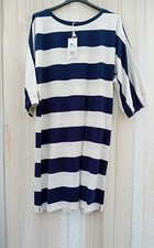 BNWT NEXT cotton navy/ivory striped long sleeve T-shirt dress - 12T RRP£36
