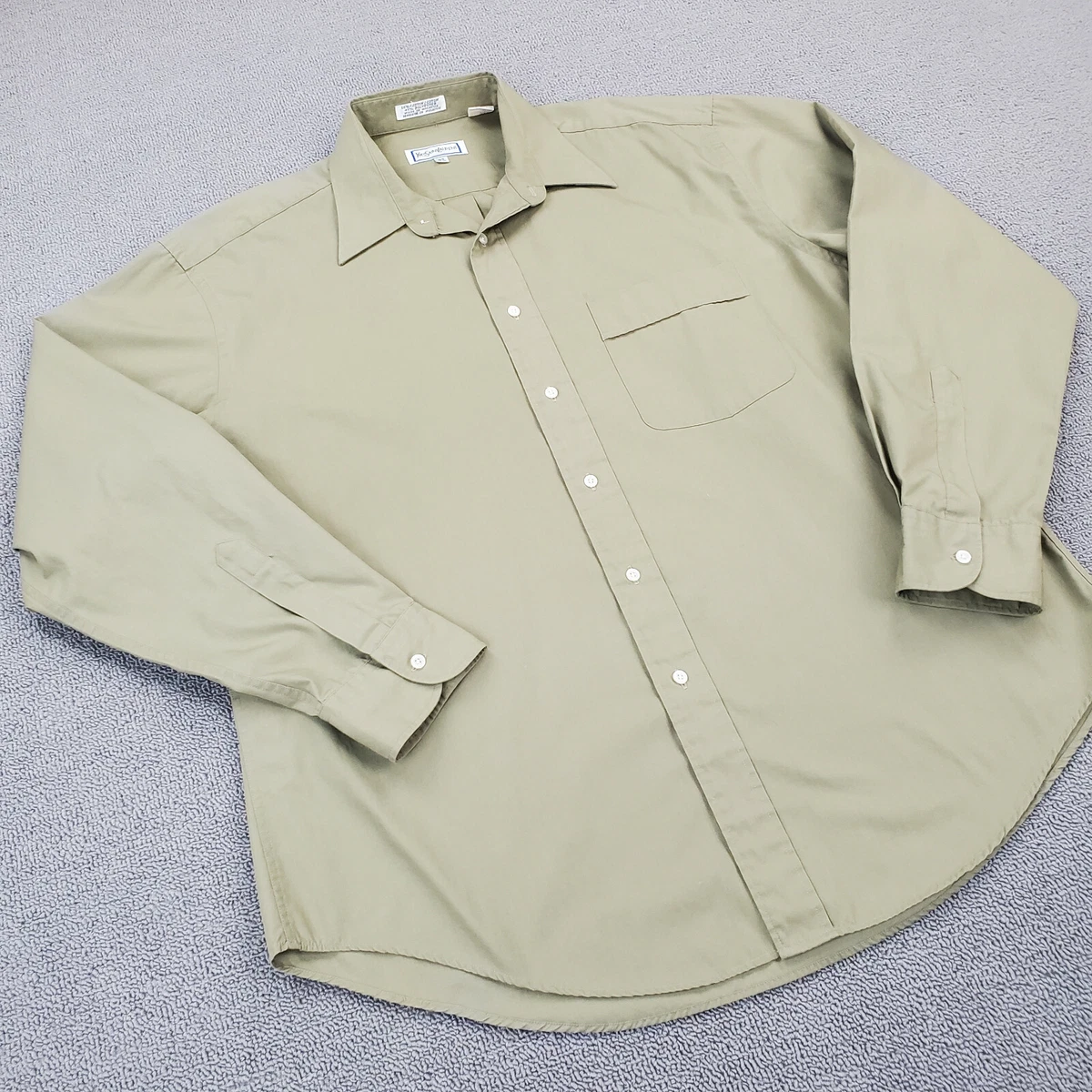 Yves Saint Laurent YSL Shirt Men's Size 16.5 34-35 Button Up Long Sleeve Green