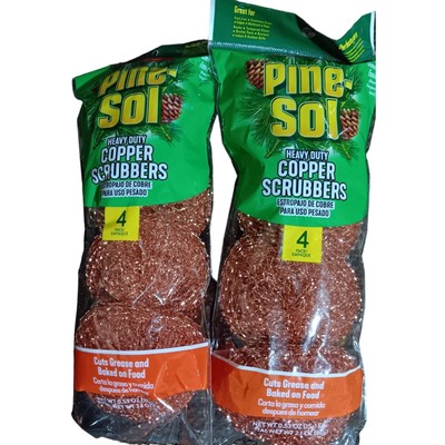 Pine Sol Heavy Duty Copper Scrubbers 2 Pks (8 total) Cuts Grease & Baked on Food