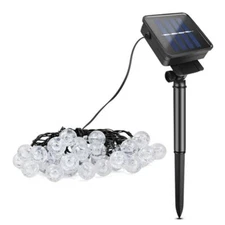 25.5ft 30 LED Solar String Lights Crystal Ball Outdoor Waterproof Garden Decor