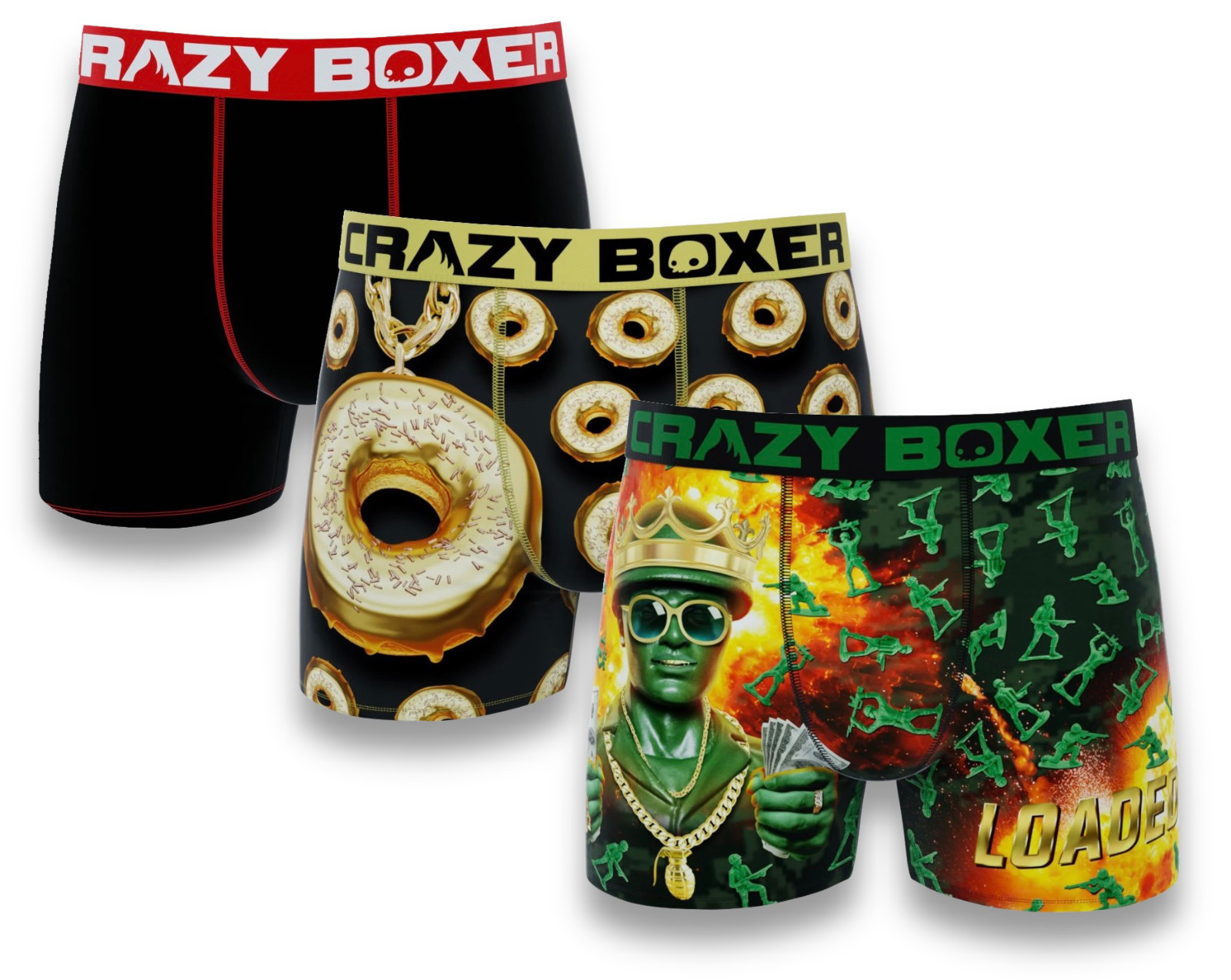 Трусы-боксеры Crazy Boxer / Нижнее белье - NWT Mens XL (40-42), 3 упаковки, Мульти - #44730-D2