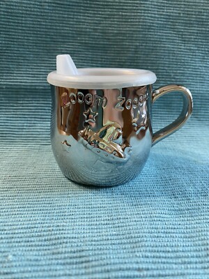 READ DESC: NEW Reed & Barton Zoom Zoom Airplane 18/8 Stainless Baby Cup Engraved