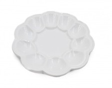 Piatto Vassoio Aperitivo Scomparti per Salse in Porcellana Bianco 23 cm