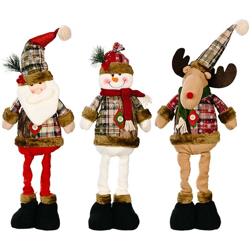 Stretchable 3D Plush Stuffed Doll Reindeer Snowman Santa Claus Christmas Decor