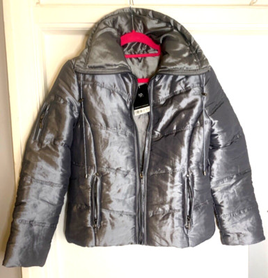 Dorothy Perkins padded PUFFA Quilted COAT JACKET BNWT GREY UK 10 Tagged £35