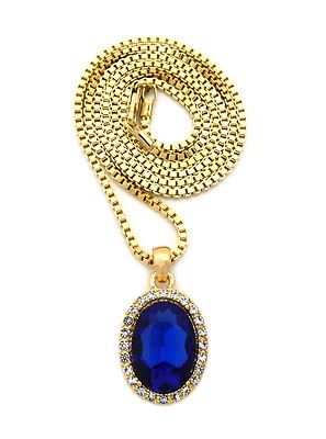 Hip Hop Micro Oval Colorful Gemstone Pendant 2mm 24