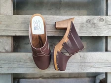 Swedish Clogs HighHeels Maguba Paris Brown Nubuck Size US Womens 5 / EU35 Narrow