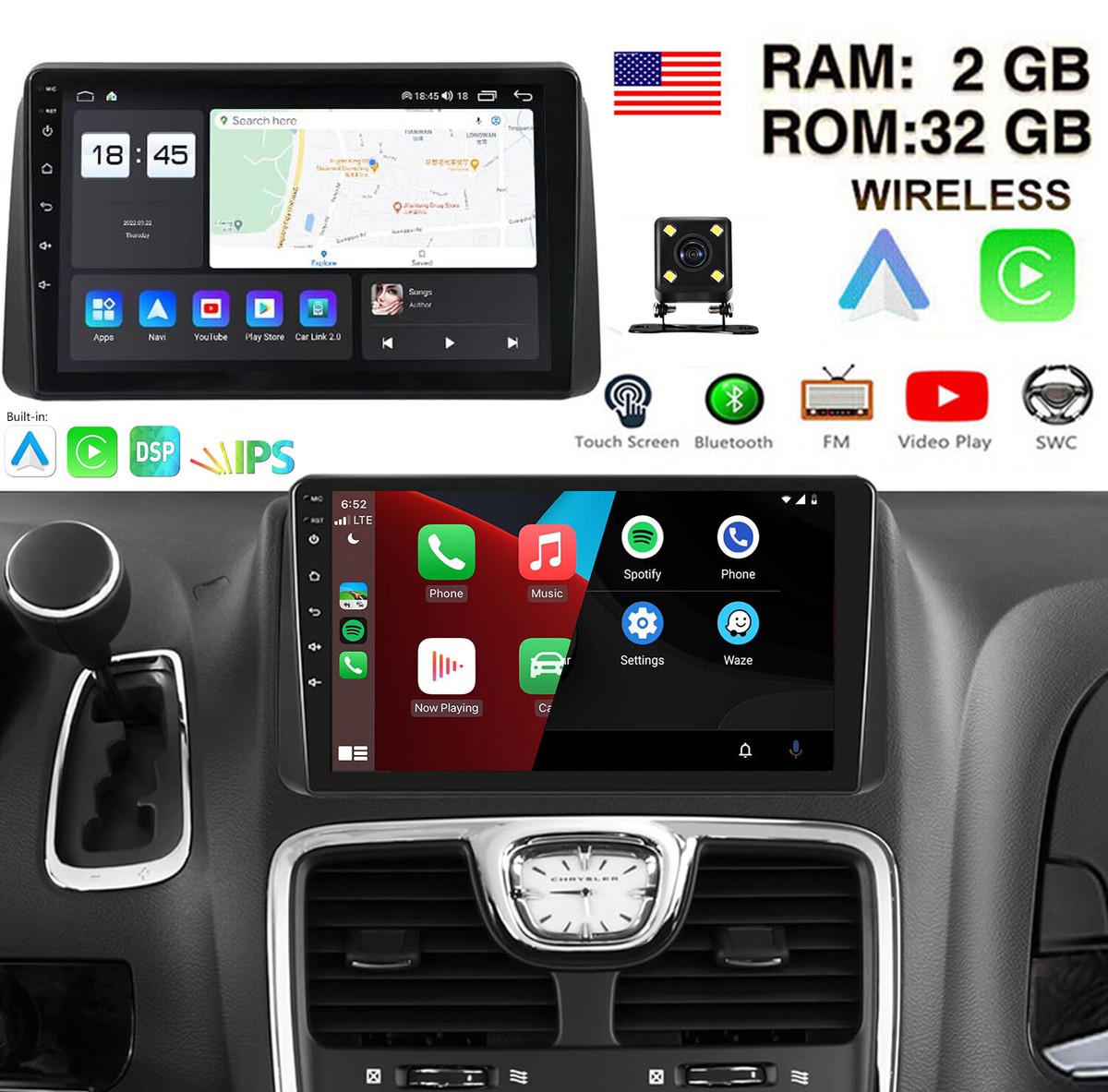 For Dodge Grand Caravan 2011-2020 Car Stereo Radio GPS Head Unit 