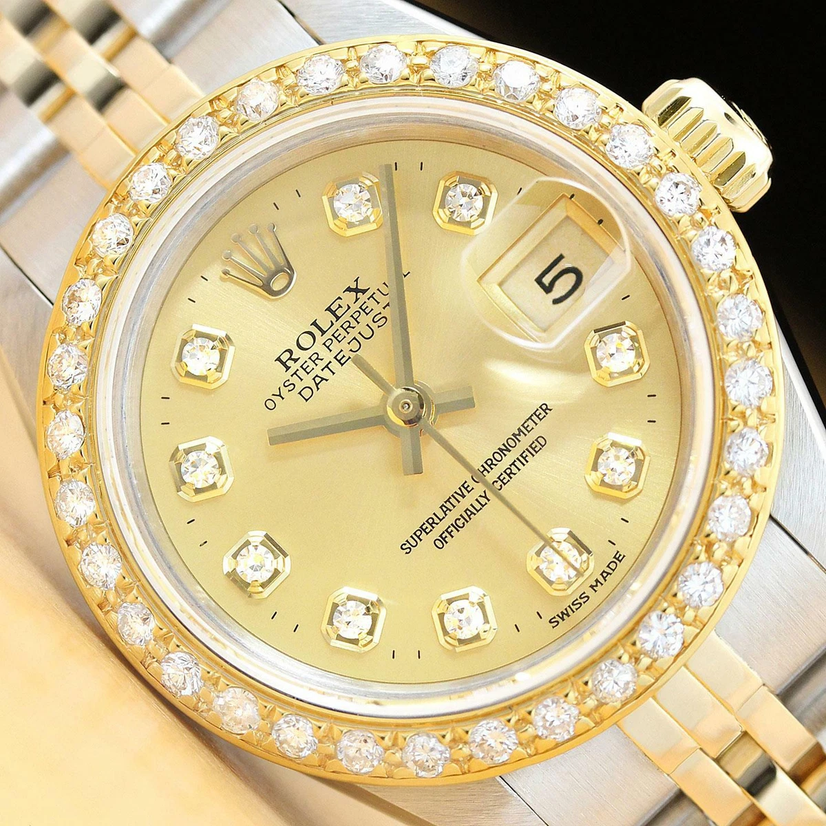 Rolex lady datejust gold hotsell diamonds price