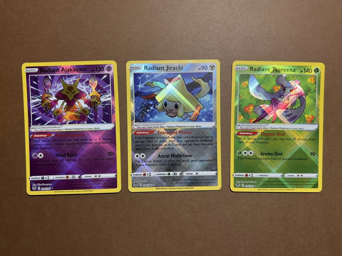 Pokémon Silver Tempest Radiant Cards Alakazam, Jirachi, Tsareena Mint -  Vinted