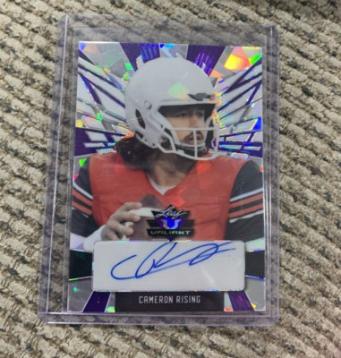 CAMERON RISING CAM 2022 Leaf Valiant Football PURPLE # 2/10 AUTO ...