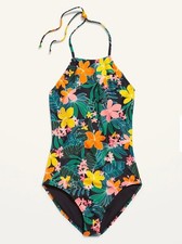 Old Navy Women  s Matching Hawaiian Printed One-Piece Halter Swimsuit Size XXL 3X