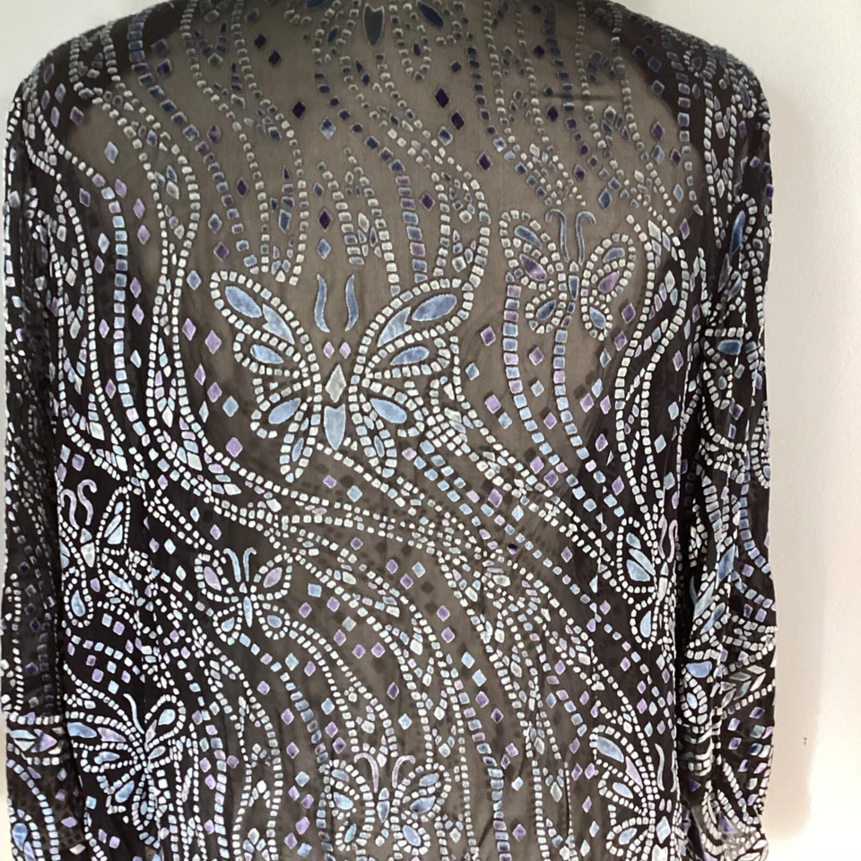 BOB MACKIE TALLA S. BLUSA SEDA PLATEADA TÚNICA TERCIOPELO BURNOUT EVENTO ESPECIAL Foto 4 de 4