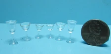 Dollhouse Miniature Chrysnbon Clear Stemware Glass Set Smooth Finish CB110CP