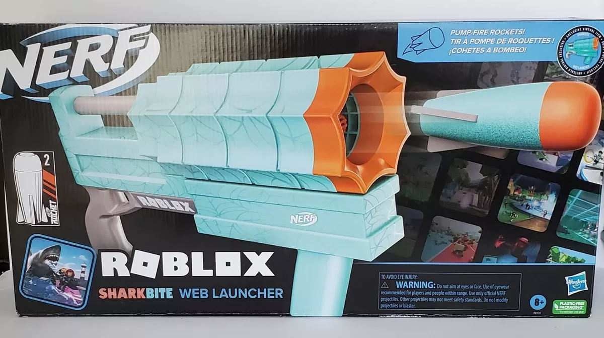 NERF Roblox Sharkbite: Web Launcher Rocker Nerf Blaster with 2 Roblox Nerf  Rockets in 2023