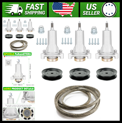 #ad Husqvarna 54quot; Deck Spindle Rebuild Kit with 3 Spindles Pulleys amp; Belt $127.99
