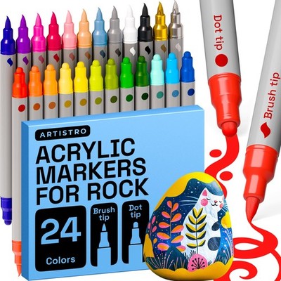 ARTISTRO Acrylmalstifte, Dual Tip Marker für Stoff, Leinwand, schwarz, rot 