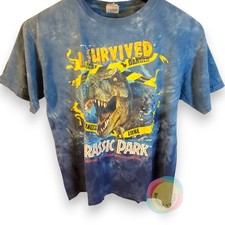 VTG I Survived Jurassic Park Shirt Medium Tie Dye Universal Studios 90s T-Rex