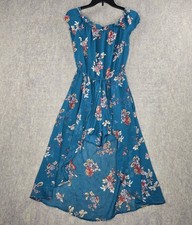 Cchoy Womens Floral Maxi Dress Blue S Off Shoulder Lightweight Semi-Sheer Fabric