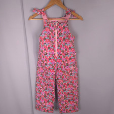 OshKosh Girls Snowpants Overalls 4 Pink Floral Quilted Winter Ski Play
