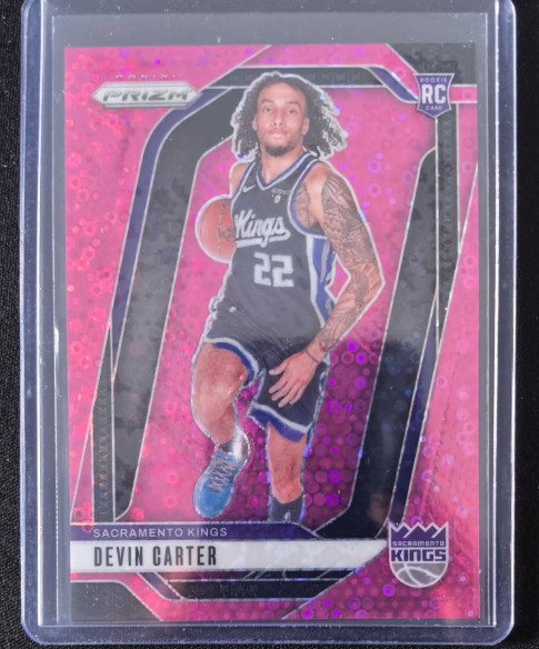 Devin Carter 2024-25 Panini Prizm 48/50 Pink Disco RC Kings #231