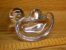 Vintage Kunst Glas Ente Aschenbecher. Schwere Glasschale mit poliertem Boden 0,13cm lang