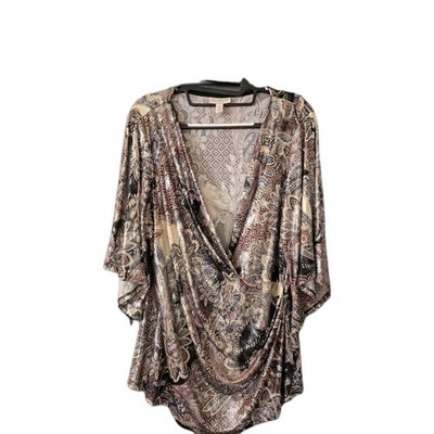 Established 1962 Women's Blouse 2X Top Multicolor Shimmering 3/4 Sleeve Pullover