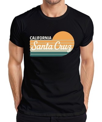 Santa Cruz California Retro Sonnenuntergang Surfen Strand Küste Herren T-Shirt