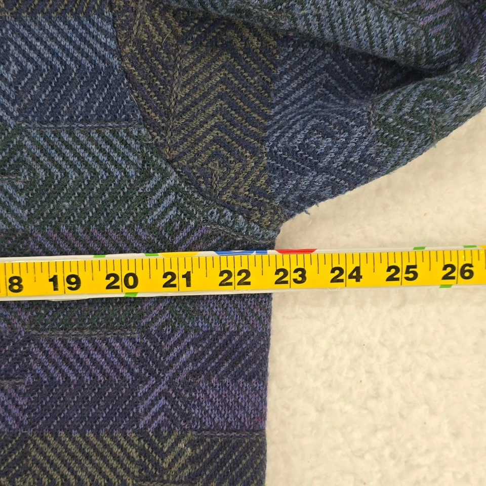 Vintage Talbots Mens Wool Sweater Size M Blue Purple Green Geometric Crew Neck - Image 3 of 4