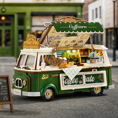 #ad Rolife Leo#x27;s Coffee Truck 3D Wooden Puzzle Handmade Crafts Assembly Model Kits $35.99