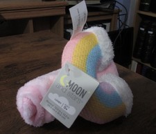 Moon and Stars Crochet Rainbow Girls Pink Lovey Security Blanket 12" x 12"