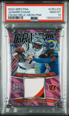 2024 PANINI SPECTRA CRUSH RELICS NEON PINK #CRUJCE JA'MARR CHASE 15/15 PSA 10