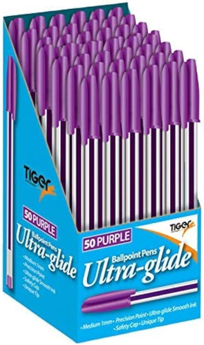 10 X Inchiostro Viola, Penne a Sfera Ultra-Glide Punta Media - Viola - Foto 12 di 12