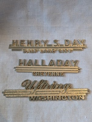3 Vintage US Autohaus Abzeichen/Emblems - Utah, Illinois, Wyoming