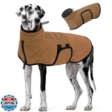 AOFITEE Large Dog Coat, Waterproof Dog Jacket, Dogs Winter Coat with Harness 