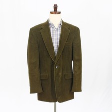 Lands' End 42L Brown Sport Coat Blazer Jacket Solid 2-Button Corduroy