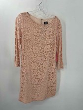Pre-Owned Vince Camuto Pink Size 6 Lace Knee Length Long Sleeve Dress