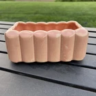 McCoy Vintage Pink Rose Bamboo Style Planter Rectangle MCM Boho