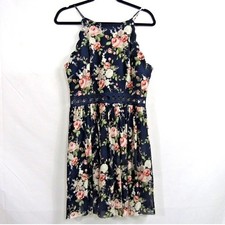 By&By Blue Floral Mini Dress sz 11 Scalloped Lace Boho Cottagecore Romantic