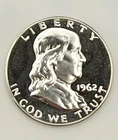 1962 Silver Proof Franklin Half Dollar 90% Silver Nice Contrast#1150
