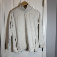 Athleta Cozy Karma Funnel Neck Sweatshirt Women S Pockets Fleece Light Oatmeal