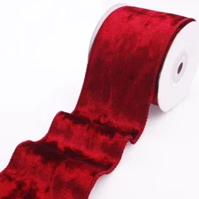 Red Velvet Ribbon Velvet Wired Ribbon 2.5Inch Wide Fabric Ribbon Trim Single ...