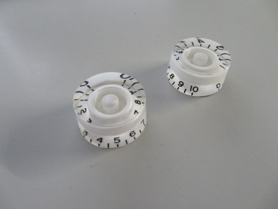 2 x POTI-KNÖPFE - 5 mm weiß Speed Knobs z.B. für LP SG, Tele, Strat, Amp u. a.