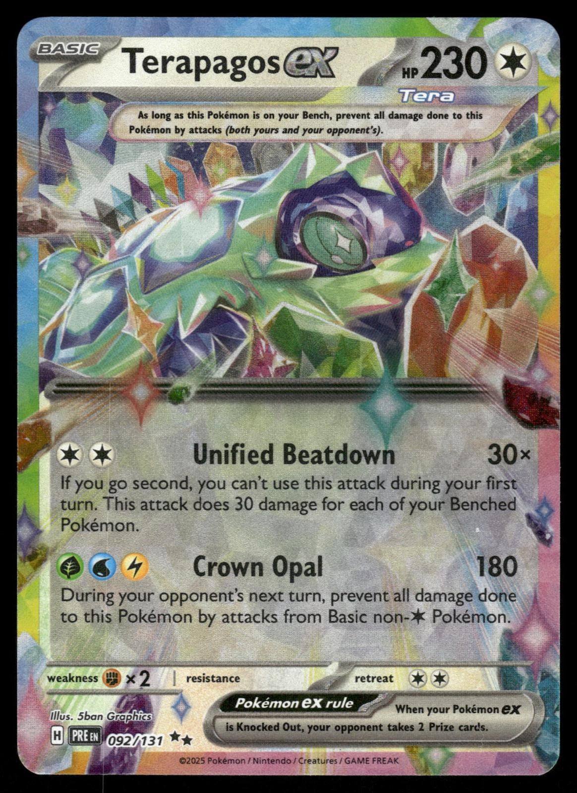 Terapagos ex 092/131 Holo Double Rare Prismatic Evolutions Pokemon Near Mint